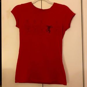 Women’s Small Short Sleeve Cotton Red Fireball Whiskey Whisky T-Shirt Tee Shirt